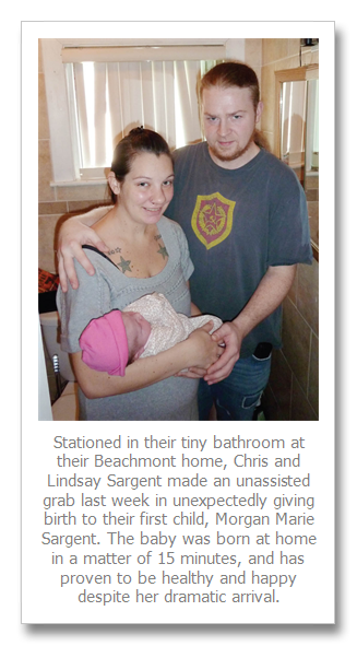 Home delivery – Couple gives birth at their home in Beachmont; father does a skillful job of catching little ‘fastball’
